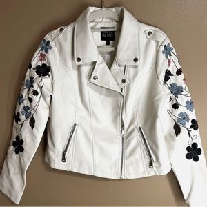 White leather jacket with flowers